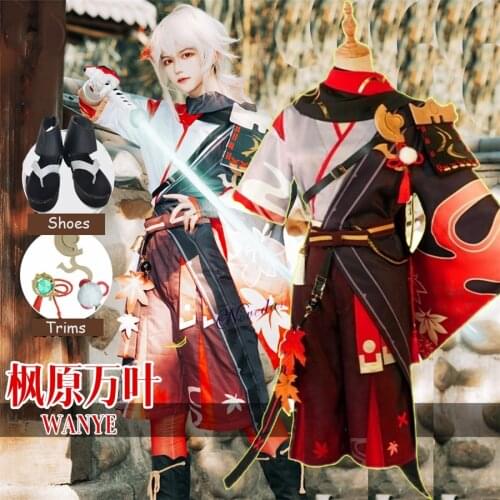 Anime Game Genshin Impact Kiryu Kazuha Battle Suit Kaedehara Wanye Uniform Wig Cosplay Costume Halloween Party Men 2021 New