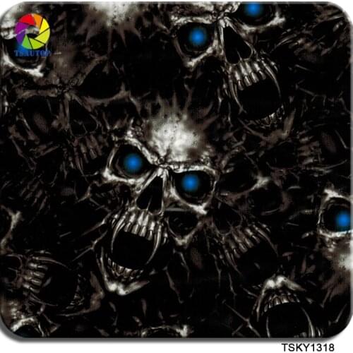 Free shipping 0.5*2M/10M SKULL TSCY1318 hydrographics hydro dipping film water transfer printing films
