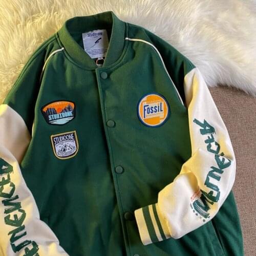 The U.S.A.Bomber Baseball Jacket Female Men Green Jacket Women Clothing 2021 Harajuku Plus Size Streetwear Outerwear Goth