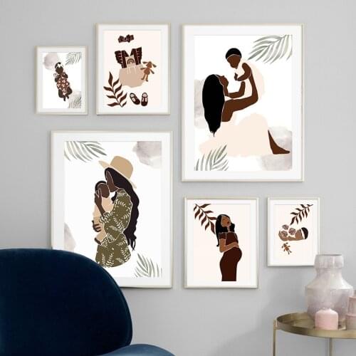 Boho Family Mom Baby Vintage Wall Art Canvas Painting Nordic Posters And Prints Wall Pictures For Living Room Nursery Decoration