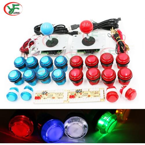 DIY Arcade USB Kit 5V LED Push Buttons Replacement Parts USB Controller Zero Delay Encoder Copy Sanwa Joystick With Wires