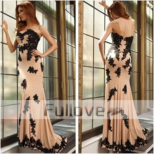 Graceful Black Appliques Mermaid Evening Dresses Long 2019 Sweetheart Champagne Chiffon Formal Dress Vesrido De Festa Longue