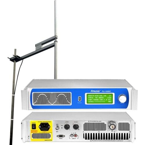 FMUSER FU-1000C 1000W FM Transmitter + 2KW Dipole Antenna + 30M Coaxial Cable KIT