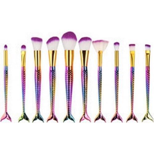 100sets 10Pcs,7pcs,5pcs/set Cute Fashion Mermaid Makeup Brushes Powder Foundation Contour Beauty Brush new
