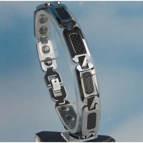 Classic design black color carbon fiber inlayed tungsten bracelet 3 color available 6164