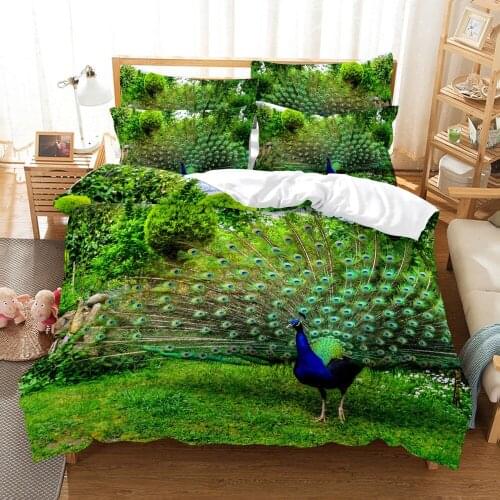 Peacock Pattern Bedding Set Animal 3D Bed Linen Luxury Home Textiles Microfiber 2/3pcs Bedclothes Kids Boy Girl Custom Bed Sets