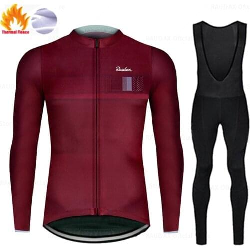 New Winter Thermal Fleece Set Brown Cycling Clothes Mens Jersey Suit Sport Riding Bike MTB Clothing Bib Pants Warm Sets Ropa