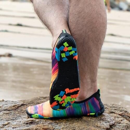 Women Men Wading Shoes Unisex Surf Summer Swim Rainbow Printed Skin Outdoor Beach Aqua Water Sneakers Quick-drying Fishing