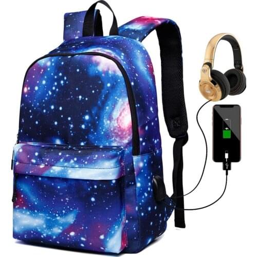 Cool Colorful Starsky School Bags for Boys and Girls Backpack with USB Charging Anime Backpack For Teenager Girls Anti-theft