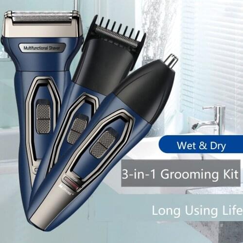 3in1 kit electric shaver beard shaving machine for men rechargeable electric razor facial cleaning shaver foil electronic body