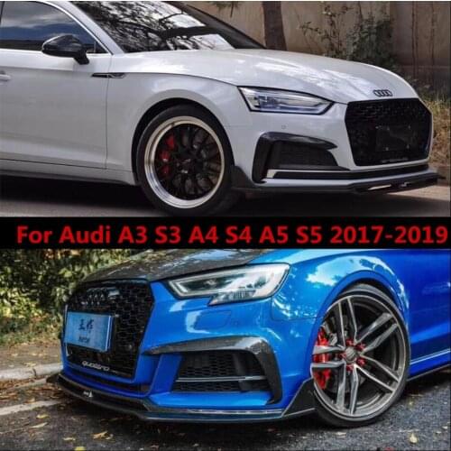 For Audi A3 S3 A4 S4 A5 S5 2017-2019 Real Carbon Fiber For Car Front Bumper Splitters Side Wind knife Aprons