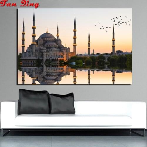 Full Square 5D DIY Diamond Painting Mosque Diamond Embroidery Religion Diamond Mosaic Set Picture Of Rhinestones Handmade