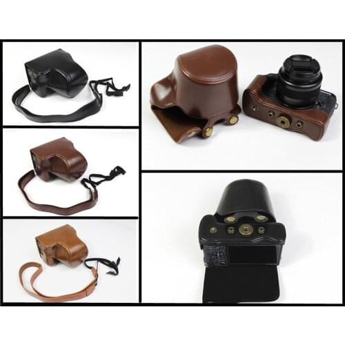 Portable PU Leather Case camera Bag for Canon EOS M6II Mark ii with 15-45mm lens SLR protective cover Shoulder strap