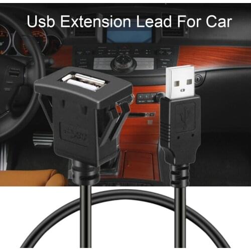 Car Dash board Flush Mount USB Male to Female Socket Extension Panel Cable 1M