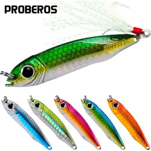 PROBEROS 20PCS Metal Jig Spoon Lures 10G 15G 20G 28G 35G Artificial Baits Shore Slow Jigging Super Hard Bass Fishing Tackle