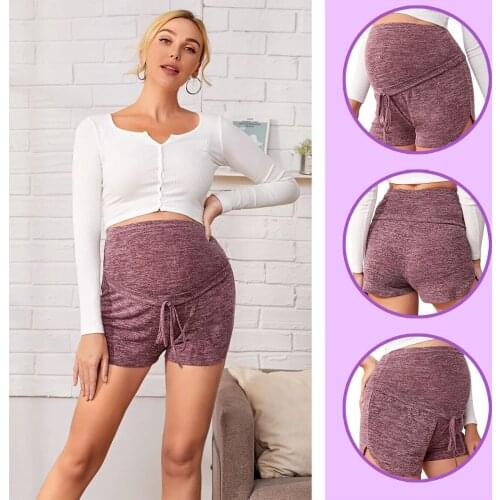 Maternity Shorts Summer Women Drawstring Tie Front Curved Hem Sports Pregnancy Clothes pantaloncini donna incinta беременные