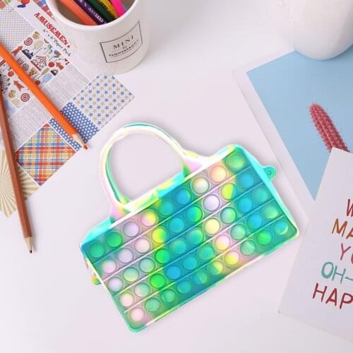 Silicone Rectangular Pencil Case Push Bubble Autism Needs Antistress Toys Kid Stationery Storage Box Pencil Case Fidget Toys