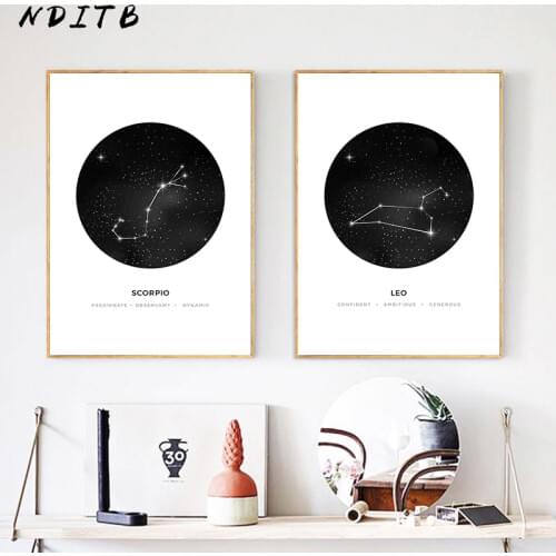 Constellation Nursery Wall Art Canvas Poster Prints Astrology Sign Minimalist Geometric Painting Nordic Kids Decoration Pictures