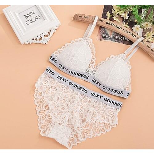SP&CITY 1 Sets Sexy Lace Bra Solid Transparent Hollow Out Bra Briefs Sets Women Fashion Backless Bra Bikini Panties Sex
