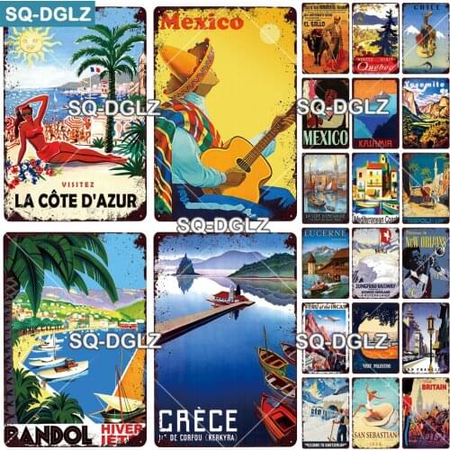 [SQ-DGLZ]Mexico City Metal Sign Vintage Plaque Wall Decor For Pub Bar Country Plate Tin Sign Travel Britain/Greece Poster
