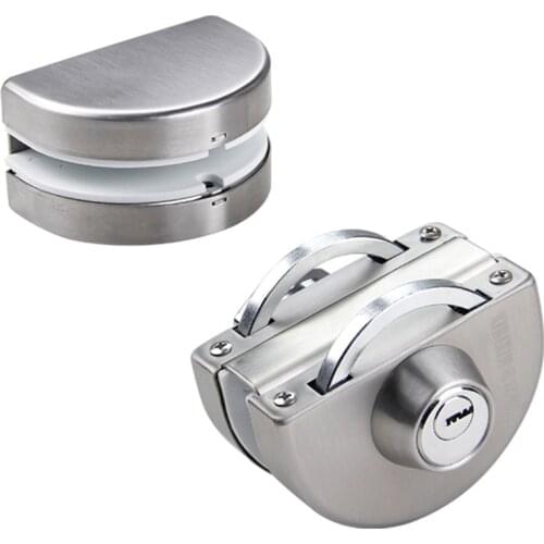 Glass Door Lock Stainless Steel Double Bolts Swing Push Sliding Control No Drill Anti-Theft Home Office Security Lock With Keys