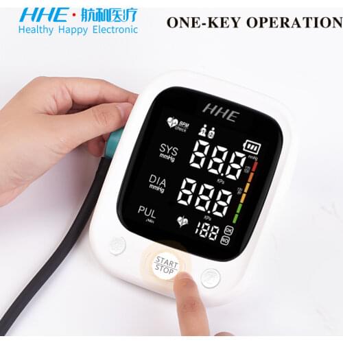 HHE LED Display Arm Blood Pressure Monitor Tonometer Pulse Heart Rate Tensiometer Automatic Digital Sphygmomanometer BP Monitor