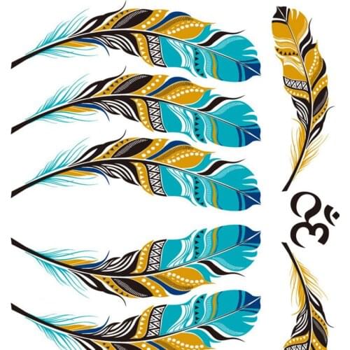 Tattoo Temporary Sticker Body Art Waterproof Body Art Temporary Feather Tattoos Legs Arm Leg Face Sticker Body Art Decal