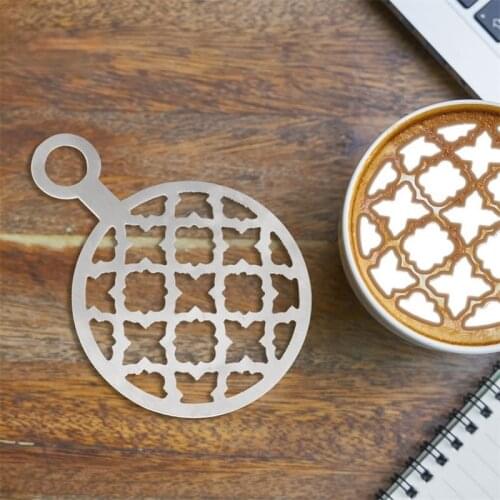 Stainless Steel Coffee Stencil Latte Decorating Stencils Cake Cookie Spray Paint Art Baking Mold Coffee Accessories