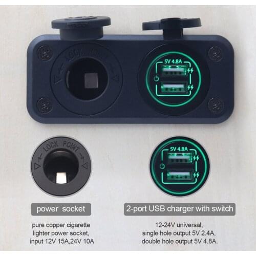 Universal Waterproof Cigarette Lighter Sockets Power Adapter Plug 5V 4.8A Dual USB Quick Charge Car Charger Time limited