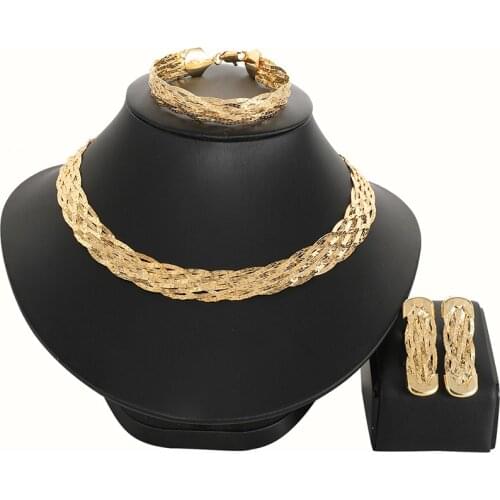 High Quality gold plating High Quality Ltaly gold Jewelry Set For Women african beads jewlery fashion necklace set jewelry