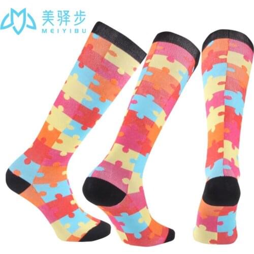 1 Pair Mens and Womens Stockings New Puzzle Puzzle Sports Compression Socks Outdoor Running Socks Foreign Trade Socks