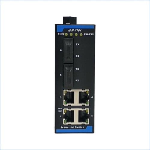 100M 2 Optical 4 Electric Industrial Switch Two Optical Port Entry Level Industrial Switch 12V24V Power Supply Rail