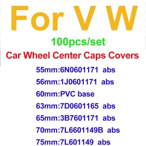 Wholesale Price 100pcs/set Car Logo Auto Rim Wheel Center Cap Emblem 135mm 76mm 70mm 65mm 63mm 60mm 56mm 55mm PVC/ABS base