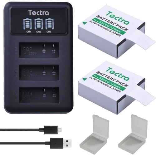 2 Pcs Action Camera Battery + LED USB 3Slots Charger for AKASO,Crosstour,SJCAM,SJ4000,M10,SJ5000 4K Underwater Camera