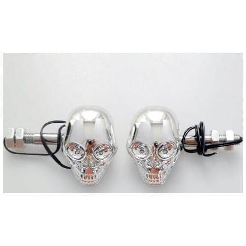 2 Pcs LED 3D Skeleton Skull Shape Motorbike Turn Signals Indicators Blinker Light For Honda Kawasaki Yamaha Suzuki
