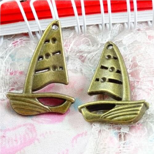 20pcs 31*21.9MM Antique Bronze Plated Charms Ship Boat Pendant Vintage DIY Findings Accessories