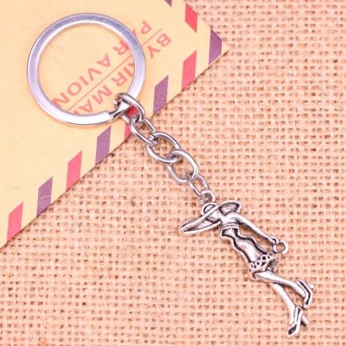 20pcs New Fashion Keychain 39*15 mm lady girl Pendants DIY Men Jewelry Car Key Chain Ring Holder Souvenir For Gift