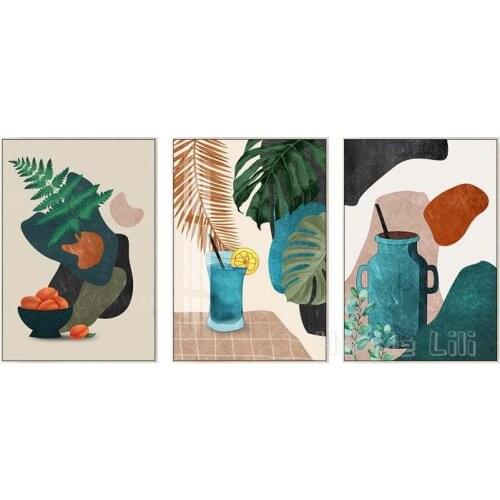 3 Wall Art Prints Nordic Abstract Turquoise Interior Decoration