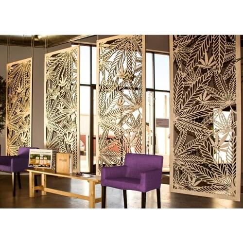 304 201 Stainless steel hotel interior laser cutting wall golden metal screen room partition decoration
