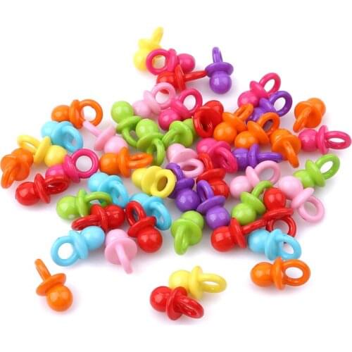 50pcs Mini Pacifiers Anniversary Decor Nipples Girl Boy For Christening Acrylic Mini Pacifiers Transparent Childrens Day Decor