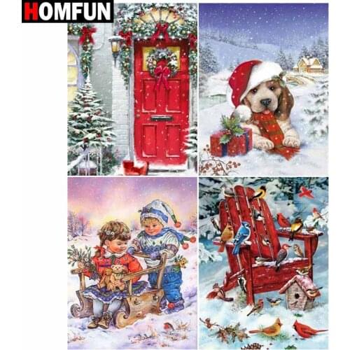 HOMFUN 5D DIY Diamond Painting "Snowfield christmas" Full Drill Resin Diamond Embroidery Cross Stitch Home Decor