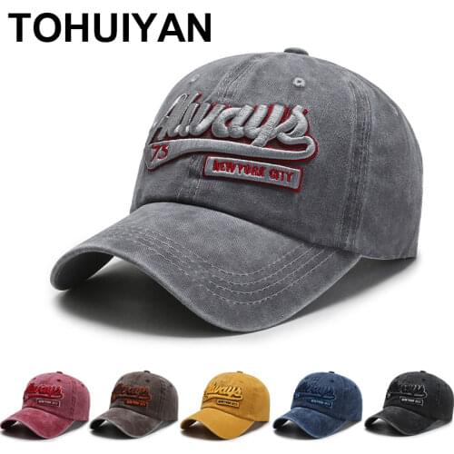 TOHUIYAN Hight Quality Baseball Hat For Men Letter Embroidery Bone Dad Hat Autumn Gorras Snapback Cap Women Vintage Washed Caps