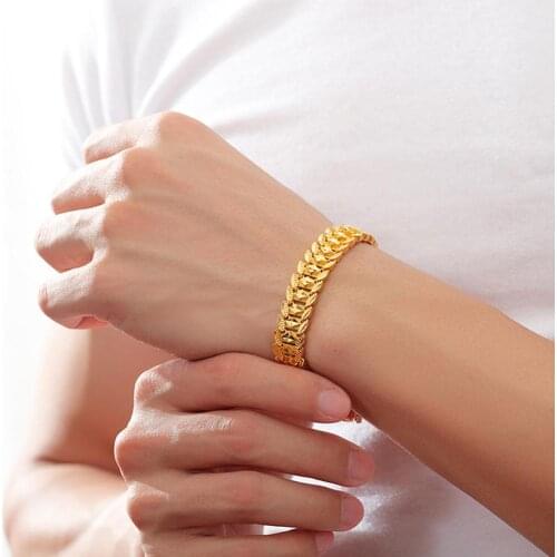 Gold Color Bracelets Chic Unisex Gold Plated Rhombus Link Chain Bracelet Bangle Wrist Jewelry Gift For Men Gift