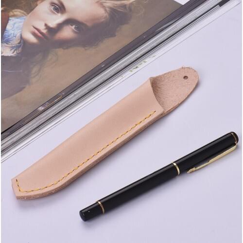 Office Student Pencil Case School Supplies Vintage Full Grain Leather Handmade Pencil Case Fountain Pen Holder Pouch Bag Top