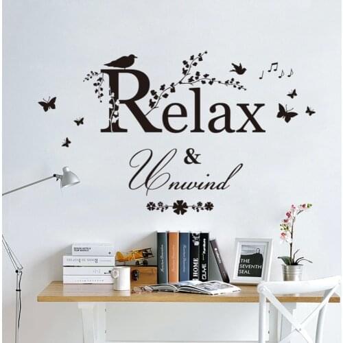 DIY Wall Sticker "Relax" English Motto Vinyl Wall Decals Removable Stickers Mural for Living Room Home Decor
