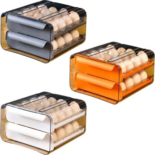 Double-layer 32 Grid Refrigerator Egg Holder Box Storage Food Savers Space Tray Egg Container Rack Organizer Household