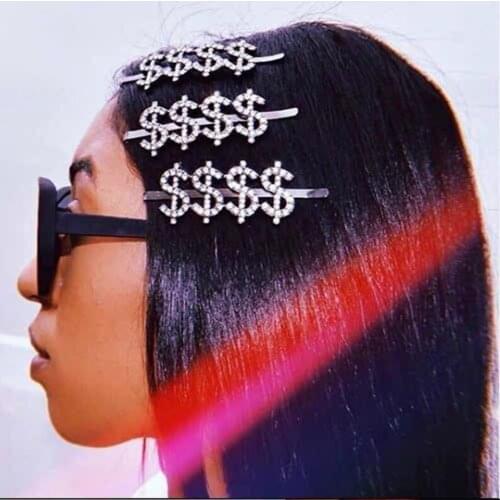 European and American exaggerated fashion rhinestone hairpin simple personality symbol hairstyle auxiliary hairpin for girls