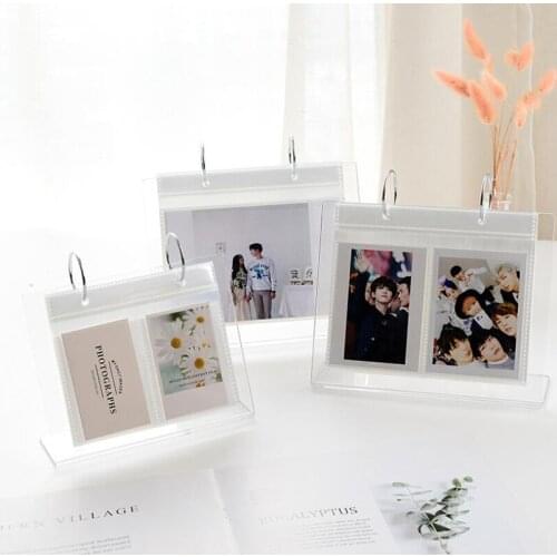 3/5inch Desktop Photo Album Acrylic Loose Leaf Photo Album Star Postcard Collecter Card Holder School Stationery Home Decoration