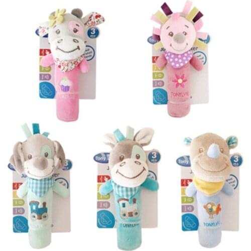 Cartoon Animal Hand Bell Rattle Grasp Rattle Toy Baby Rattle Mobiles Baby Toys Cute Plush Bebe Toys