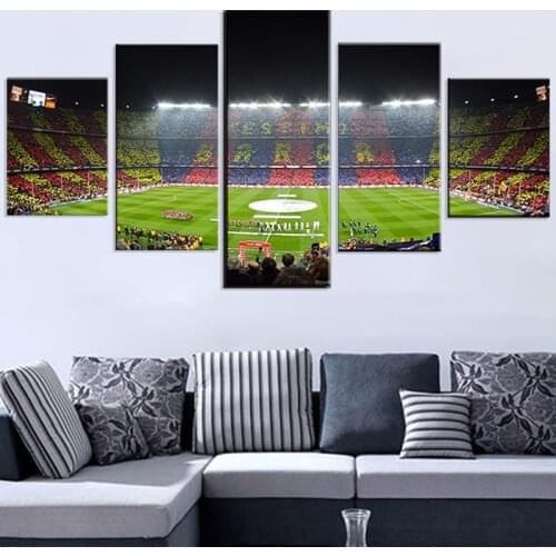 Canvas Art Painting For Living Room Wall Decor 5Pcs Gymnasium Spain Fc Barcelona Sport Football Pitch Soccer Field Print Picture
